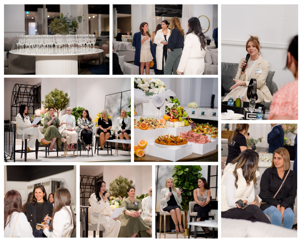 A collage of pictures from what happened on the women in property event