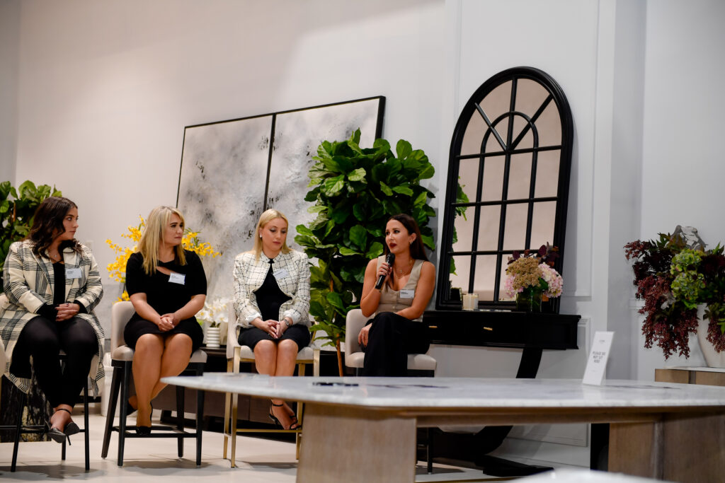 A member from the women in property event panel speaking on stage