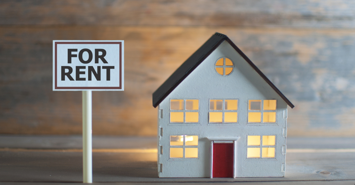 Dummy Card House with Rental Property Sign Showing Rental Property Market in Australia