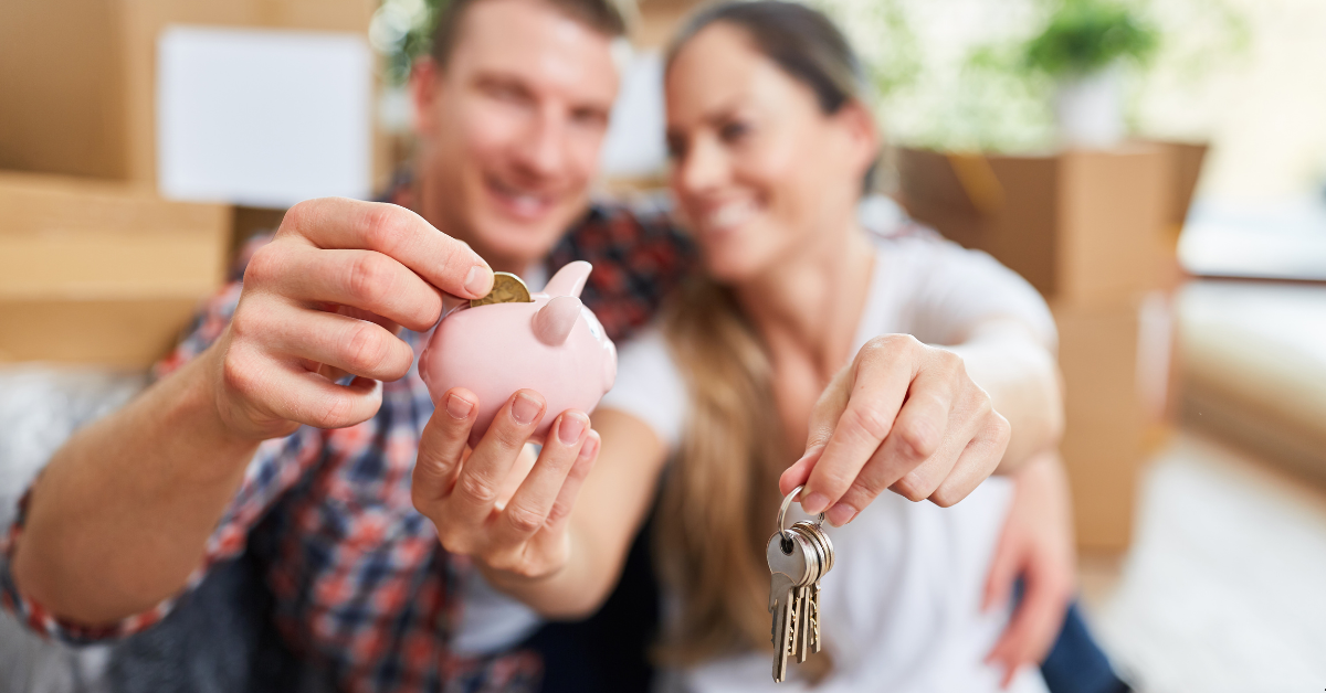 A couple saving money on their piggy bank for increasing their home equity for smart investment 1